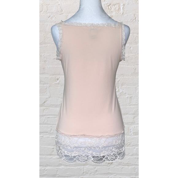 Vintage Y2K Sundance Pastel Peach Lace Trim Cami Tank Top Sz M Fairy Romantic - Picture 2 of 7